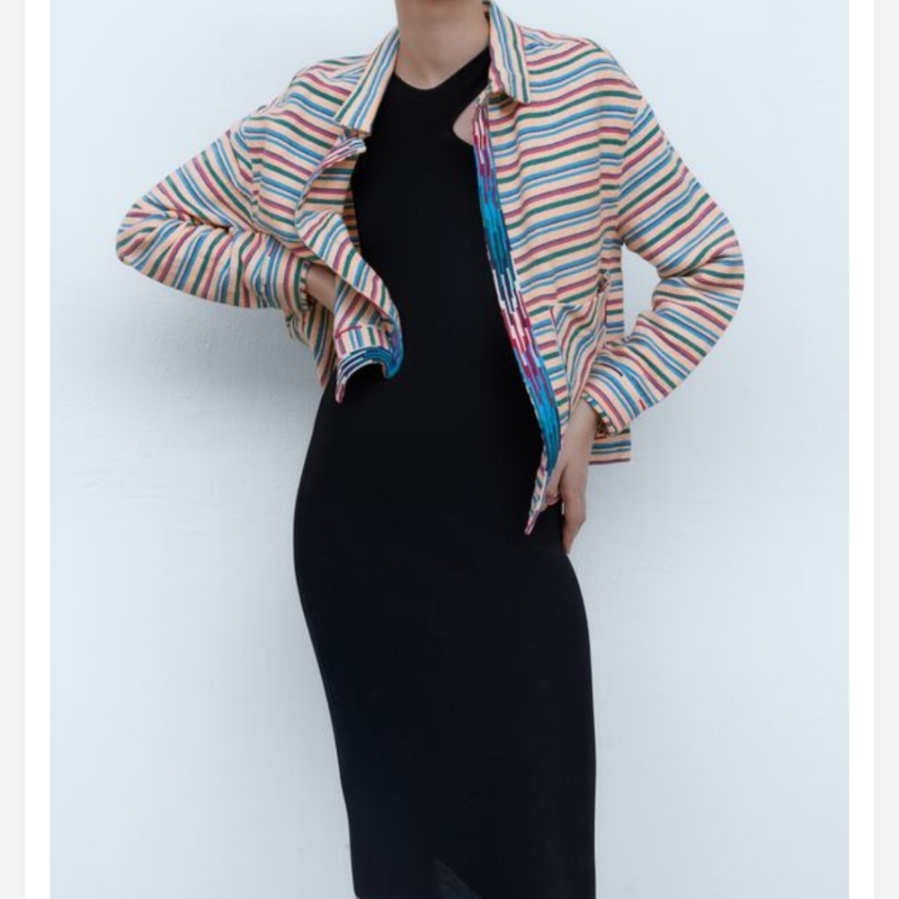 Zara Textured Weaved Open Front Jacket - image 8